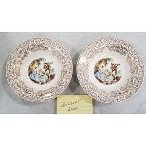 American Limoges 51/4" dessert Bowls Triumph China d’Or 22K Gold Set of 2 vtg